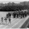 people on a field walking in a line